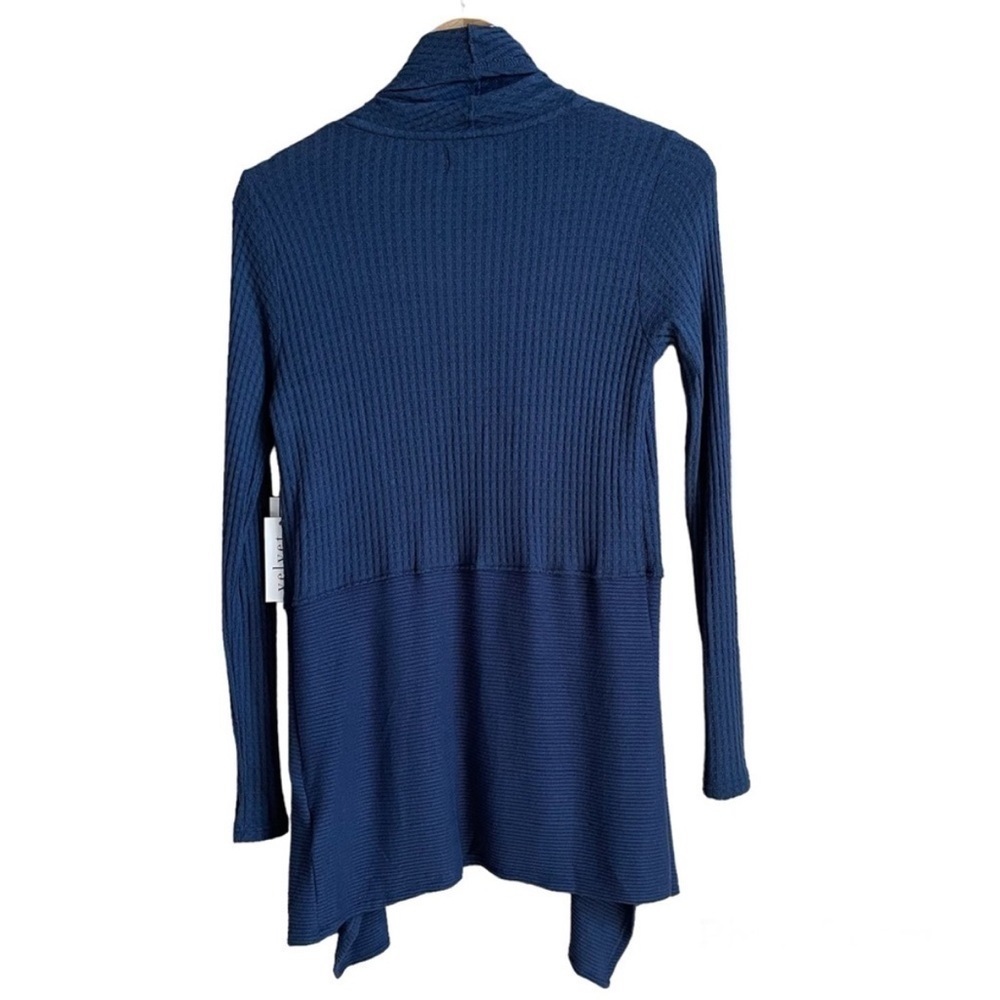 Velvet Graham Spencer Blue Waffle Knit Cardigan Small - Picture 4 of 7